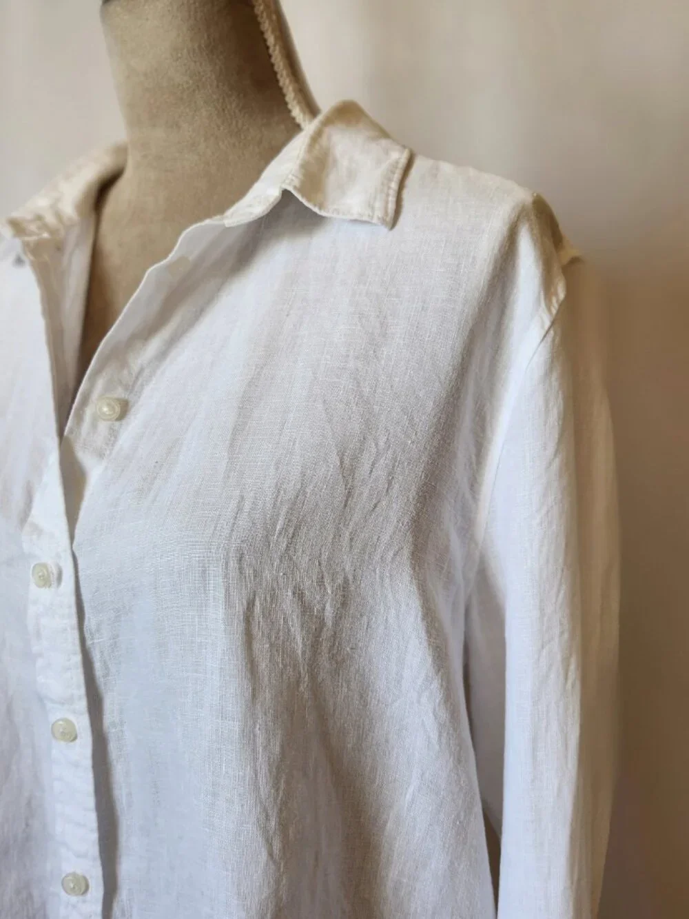 Quince Women's Large White 100% European Linen Long Sleeve Button-Down Shirt - Picture 9 of 15